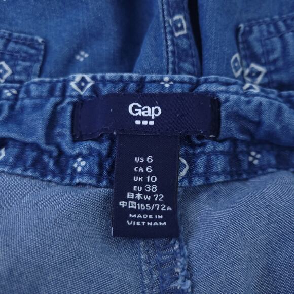 Gap Chambray Shorts Blue Size 6, Geometric Print, Drawstring Tie Casual Shorts - Picture 3 of 4